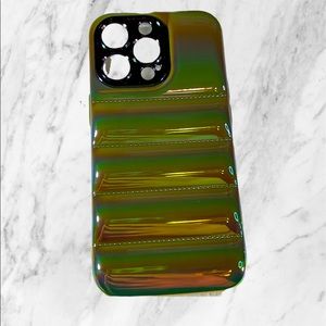 Green iPhone 13 PRO MAX Metallic Ombre Iridescent Pearlized Bubble Puffer Case